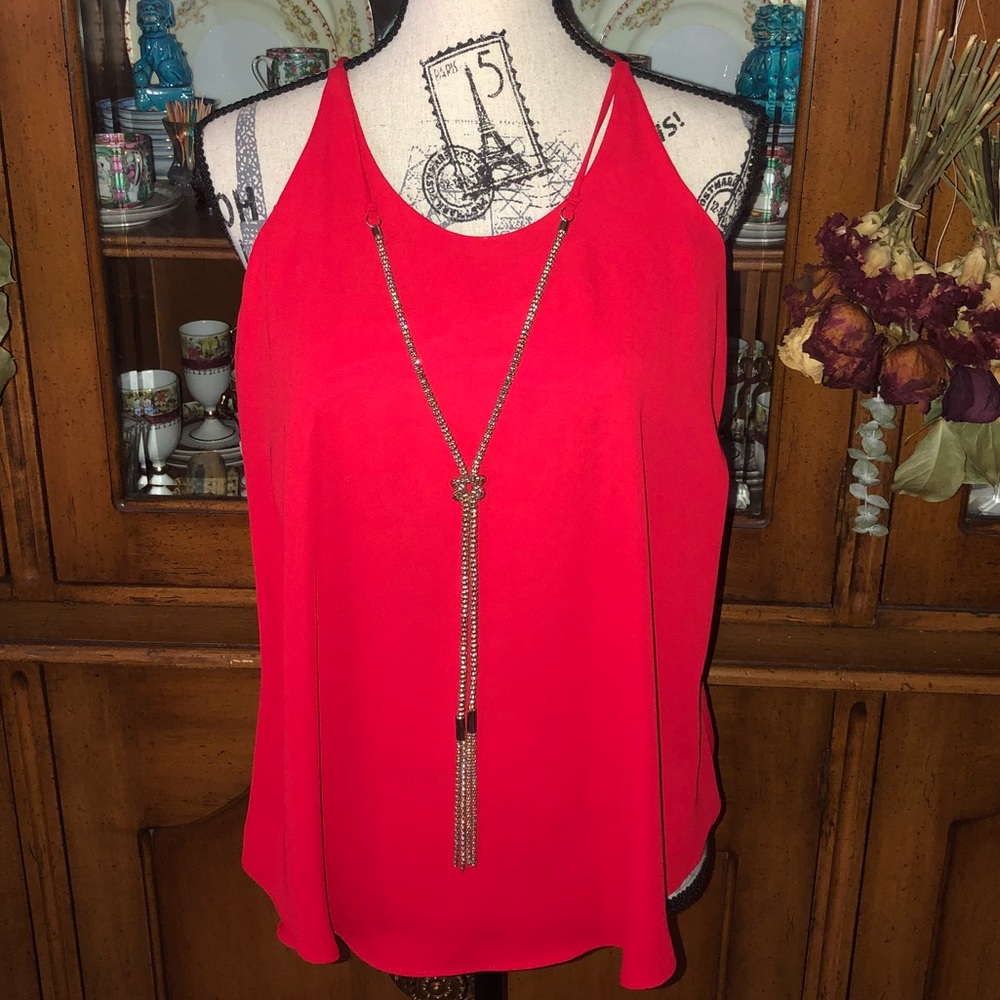 Sexy red silky blouse